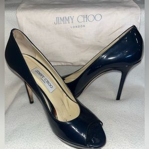 Jimmy Choo patent leather navy pumps